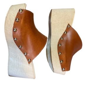 Sandro Rosi Studded leather open toe clogs